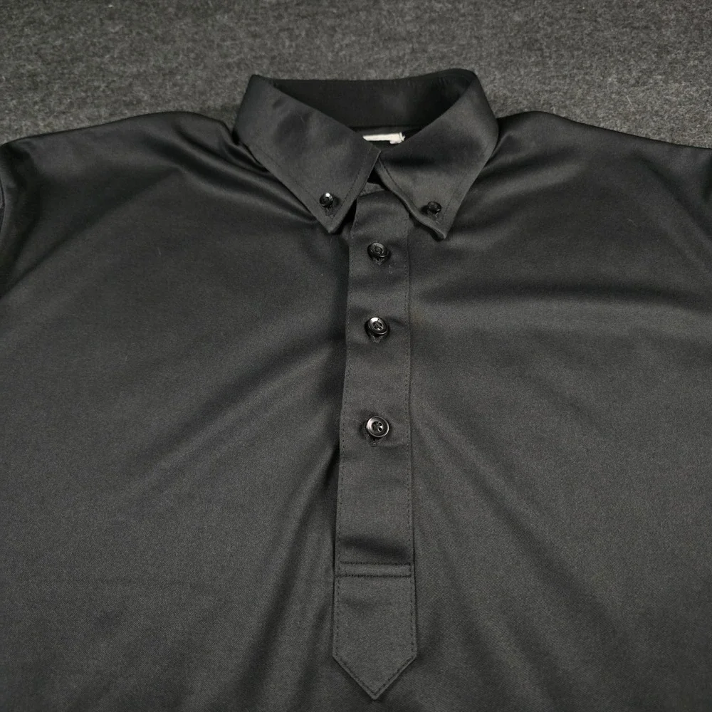 Collars & Co Black Short Sleeve Button Down Collar Polo Shirt Performance Mens L - Picture 2 of 10